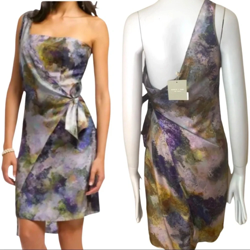 NWT SACHIN + BABI Silk Monet Ankasa Vickie Dress One Shoulder Wrap Pastel Size 4 - Picture 1 of 16